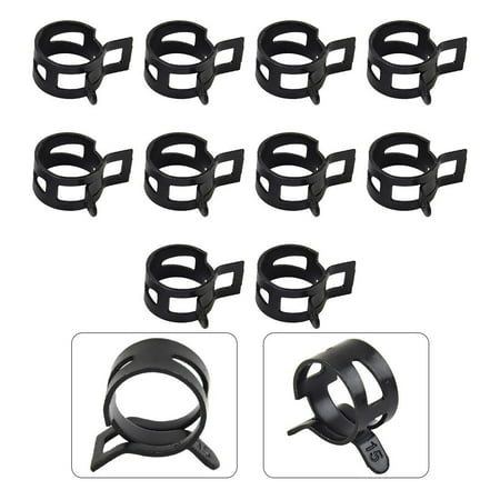 

GLFILL 10Pcs Black Spring With Fuel Hose Clip Silicone Hose Reusable 5-16mm Hose Clip