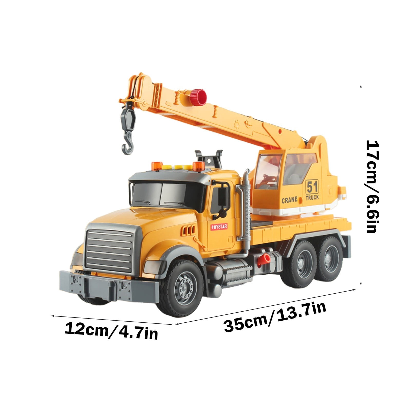 Yellow Fire Engine Crane Toy Model, Simulation Spray Function with Inertia Power for 3+ Years, Construction Vehicle Play Set