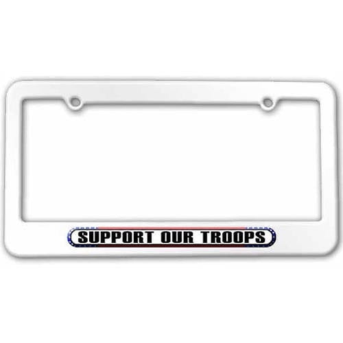 Support Our Troops, USA America Pride Flag License Plate Tag Frame