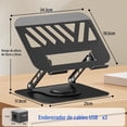 thumbnail image 2 of Soporte para Laptop, Base para Laptop Portátil Plegable Antideslizante Estable, Enfriadora para Laptop Stand con Base Giratoria y Altura Ajustable, PC/Tabletas, Negro, 2 of 4