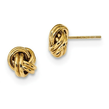 14k Yellow Gold Double Love Knot Post Studs Earrings 9mm