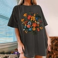 thumbnail image 4 of T Shirts for Women Women's Floral Pattern Short Sleeved Round Neck Drop Shoulder Sleeve T-Shirt Top, 4 of 6