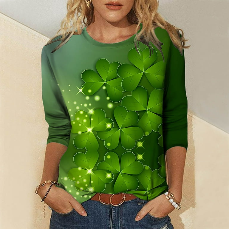 St. Patricks Day Traditional Graphic Sweatshirts For Women Oversized Loose  Fit Long Sleeve Pullover Tops 