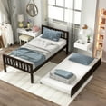thumbnail image 4 of Harper & Bright Designs Twin Size Daybed with Trundle, Wooden Platform Bed with Headboard and Footboard for Bedroom, Espresso, 4 of 9