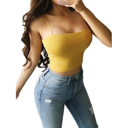 

One Opening Women Camis Tanks Tops Sleeveless Cotton Bustier Vest Crop Top