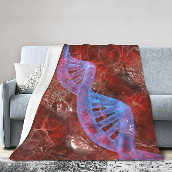 DouZhe Ultra-Soft Micro Fleece Lightweight Flannel Bed Blanket, Abstract DNA Cell Gen Helix Print Cozy Warm Throw Blankets, 40"x30"