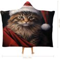 thumbnail image 2 of Hooded Blanket Soft Fleece Wearable Blanket Christmas Cat Wearable Blanket Wrap with Hood Comfy Blanket for Adult, 2 of 6