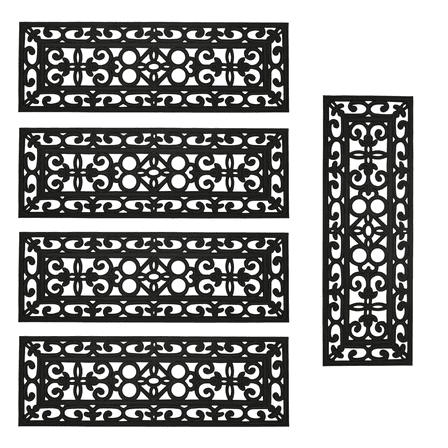 WANLISELL 5 Pack Rubber Stair Treads, 10'' x 30'' Non-Slip Rubber Step Mats Stair Treads Mat for Indoor Outdoor Stairs, Black