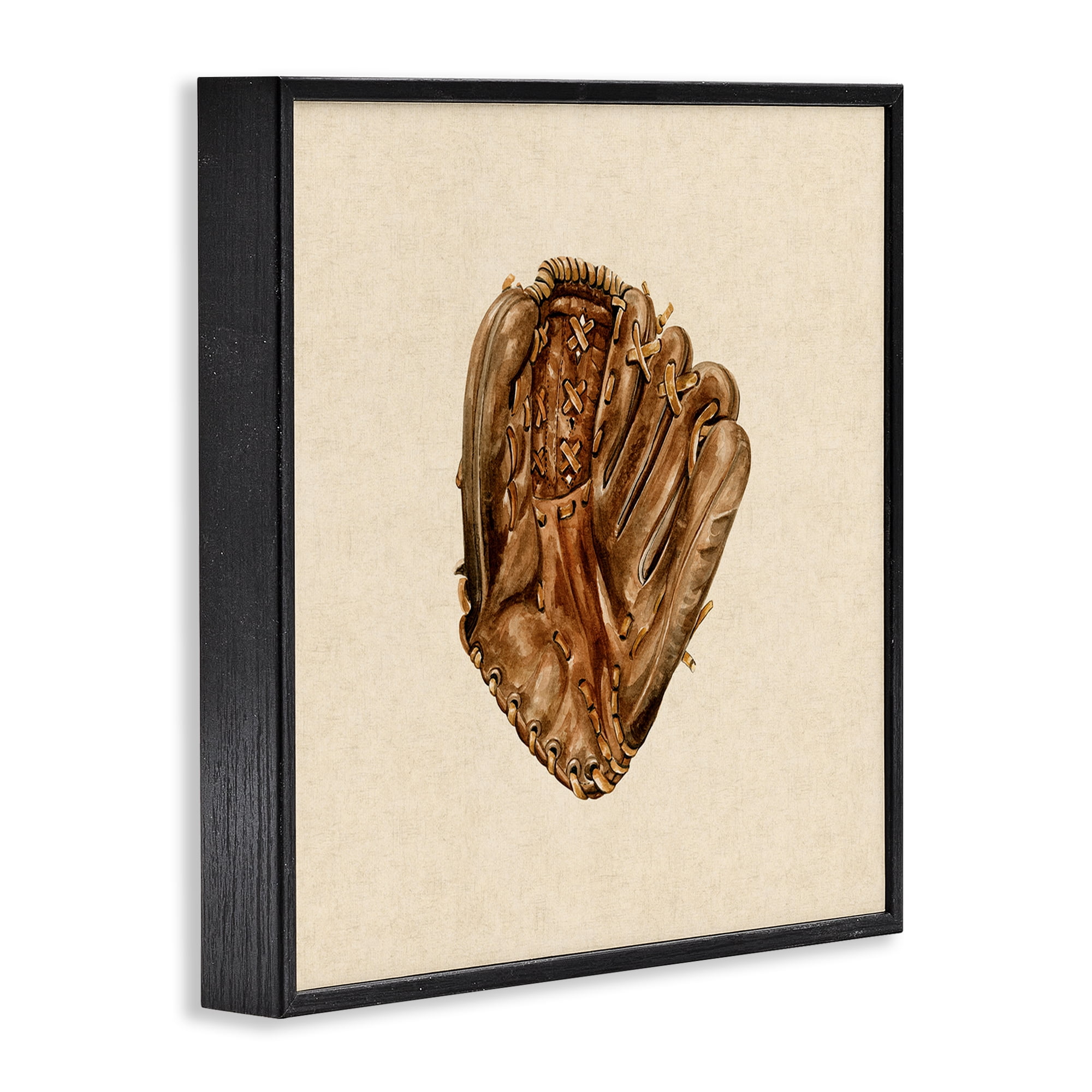 Stupell Industries All Star Baseball Glove Black Framed Giclee Art, design by Bethany Sandoval