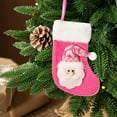 thumbnail image 5 of Christmas Stockings Pink Velvet Stocking 3D Santa Snowman Reindeer Dolls with Plush Cuff Xmas Stocking Gift for Christmas Tree/Fireplace/Window/Staircase Decorative Pendant, 5 of 7