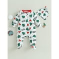 thumbnail image 2 of Wassery Baby Boys Girls Christmas Jumpsuit Newborn Girl Footed Romper Long Sleeve Ghost Pumpkin Print  Button Bodysuits 3M 6M 12M 18M Infant Fall Clothes, 2 of 8
