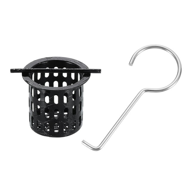 Strainer de cabello Uxcell, filtro de desagüe de ducha de acero inoxidable con gancho de elevación, colector de cabello y desechos, cesta de filtro de desechos negra 1