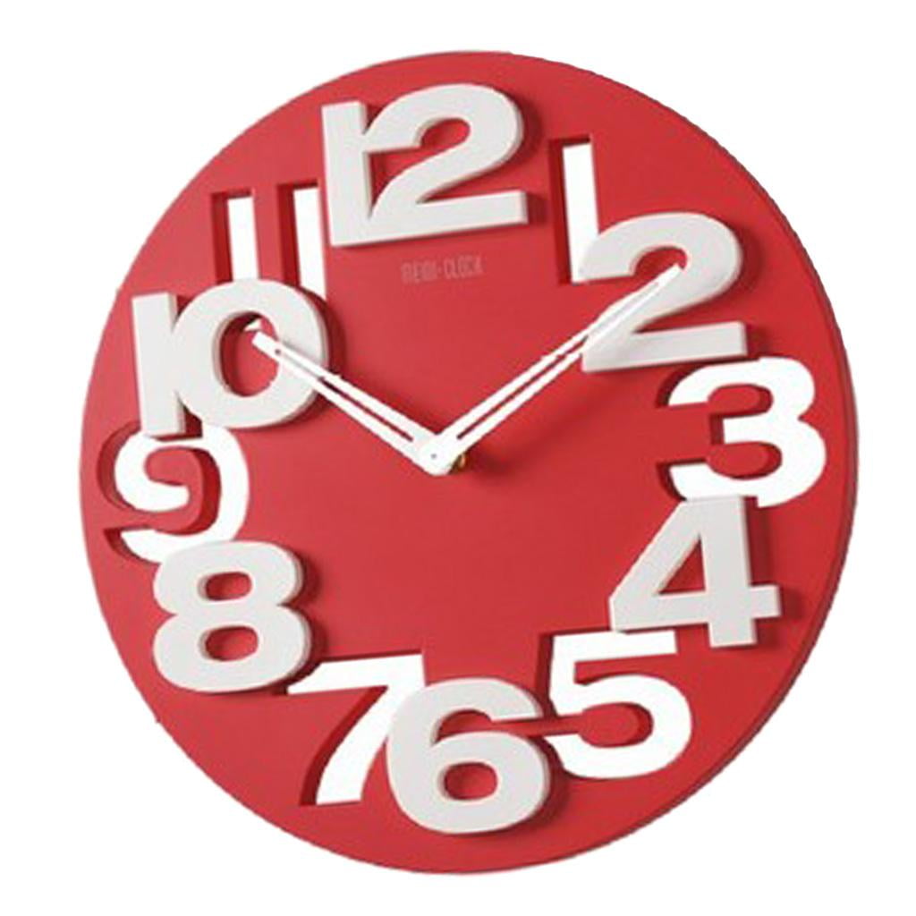Decoratve wall Clock Creative Analog Clock For Home , Red, 315x45mm