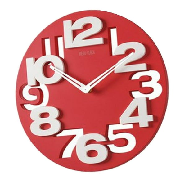 Elodie Big Contemporary wall Clock Creative Hollow Out Number Design Analog Clock Red