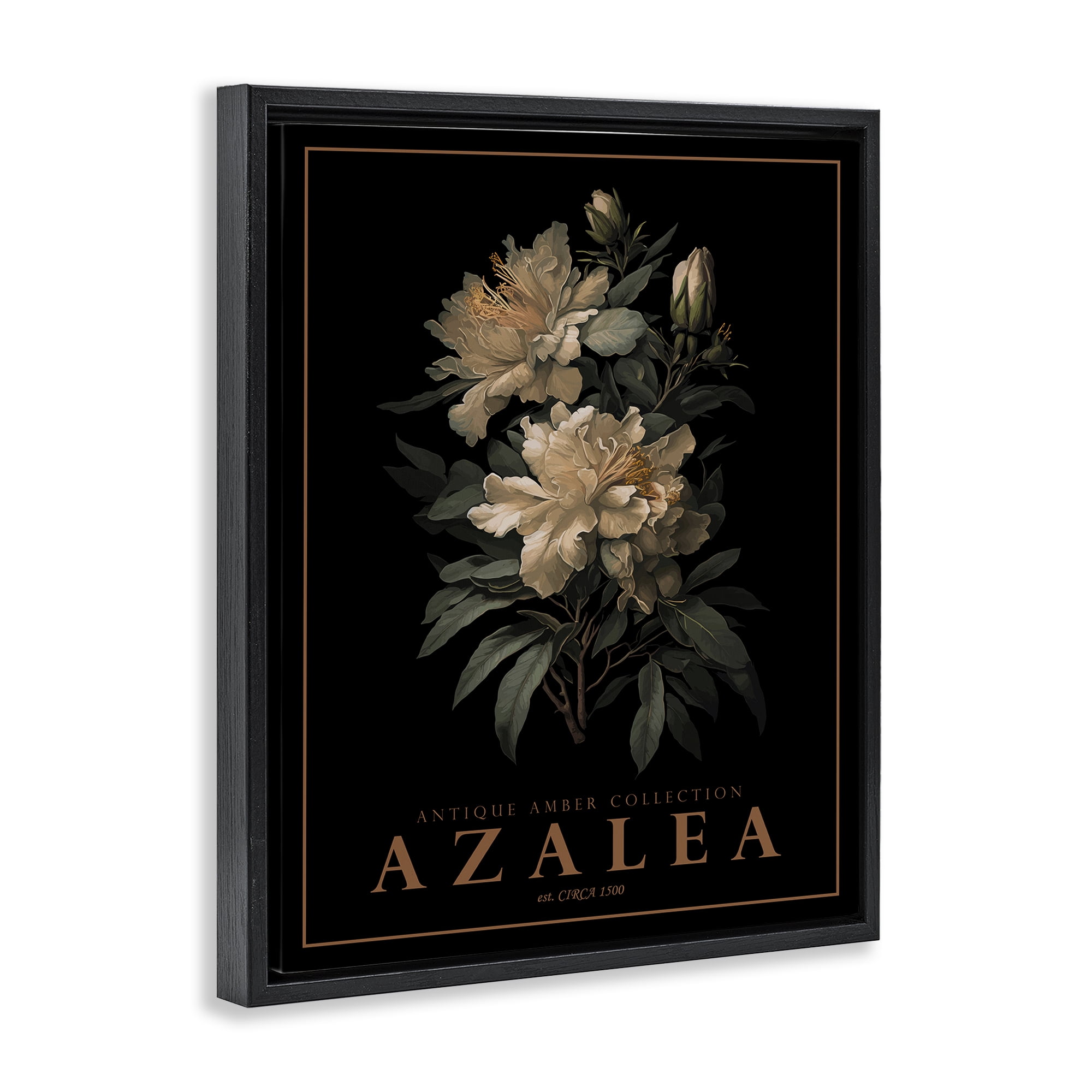 Stupell Industries Antique Azalea Bushel Black Framed Floater Canvas Wall Art, design by Christopher Giampietro