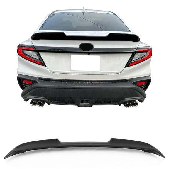 Ikon Motorsports Trunk Spoiler Compatible With 2022-2026 Subaru WRX 5th, Unpainted Black ABS Plastic Rear Wing Deck Lid Lip Tail Trim