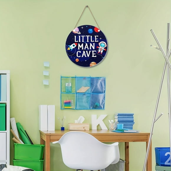Clearance Items! Geelin Little Man Wood Sign Space Decoration Citing Wood Plaque Hanging Wall Art Deco Children's Room Boys Bedroom Kids Toddler Boys Playroom Living Room Decoration
