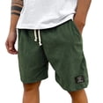 thumbnail image 2 of Men's Organic Stretch Corduroy Shorts Elastic Waist Drawstring Casual Summer Beach Lounge Shorts with Pockets Army Green L, 2 of 6