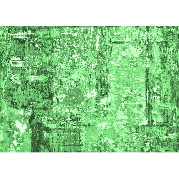 Ahgly Company Indoor Rectangle Oriental Emerald Green Industrial Area Rugs, 5' x 8'