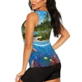thumbnail image 3 of Fuzoiu Island And Coral Reef Print Women's Workout Tank Top,Athletic Racerback Sports Tank,Tops Sleeveless Running Loose Fit Yoga Tops,Active Shirts for Yoga, Running, and Gym-, 3 of 7