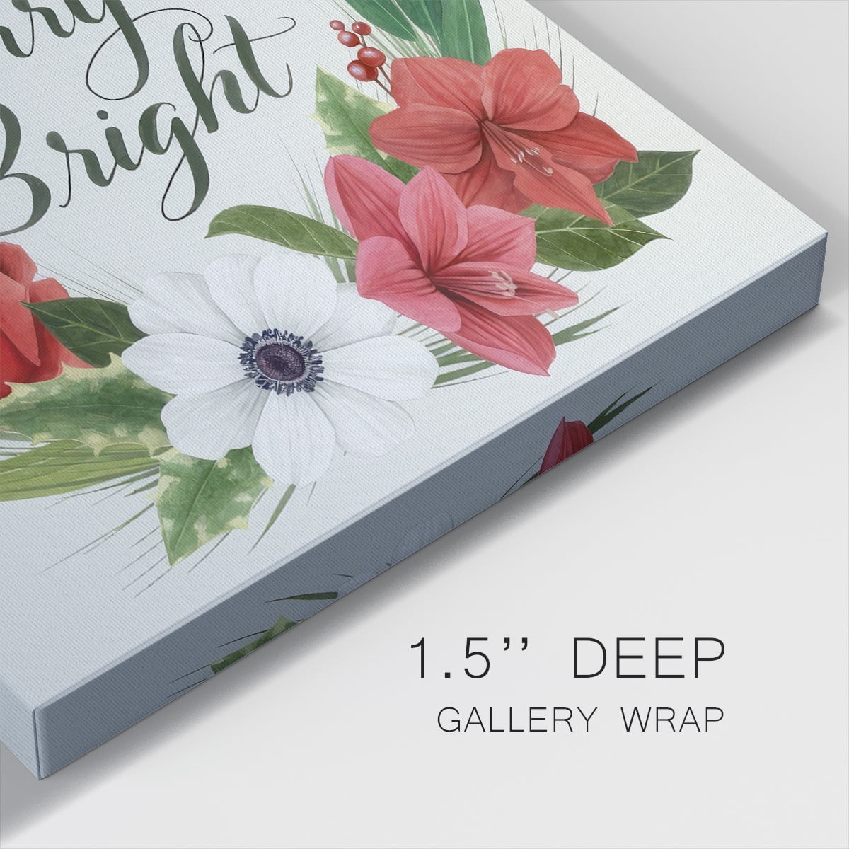 Christmas Flora Wreath II- Gallery Wrapped Canvas