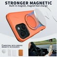 thumbnail image 2 of For iPhone 12 Ultra Slim Hybrid TPU+PC Protective Cover with Metal Rotation Holder , Compatible MagSafe, Military Grade Shockproof Phone Case Cover,Orange,For iPhone 12, 2 of 7
