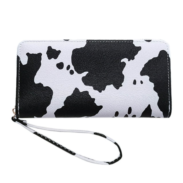 Cartera con estampado de vaca para mujeres y niñas, monederos de cuero bonitos y elegantes MFZFUKR BST3001418-2
