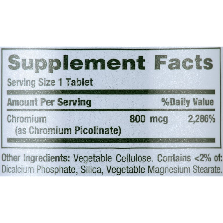 Nature's Bounty Chromium Picolinate Tablets, 800 mcg, 50 Ct