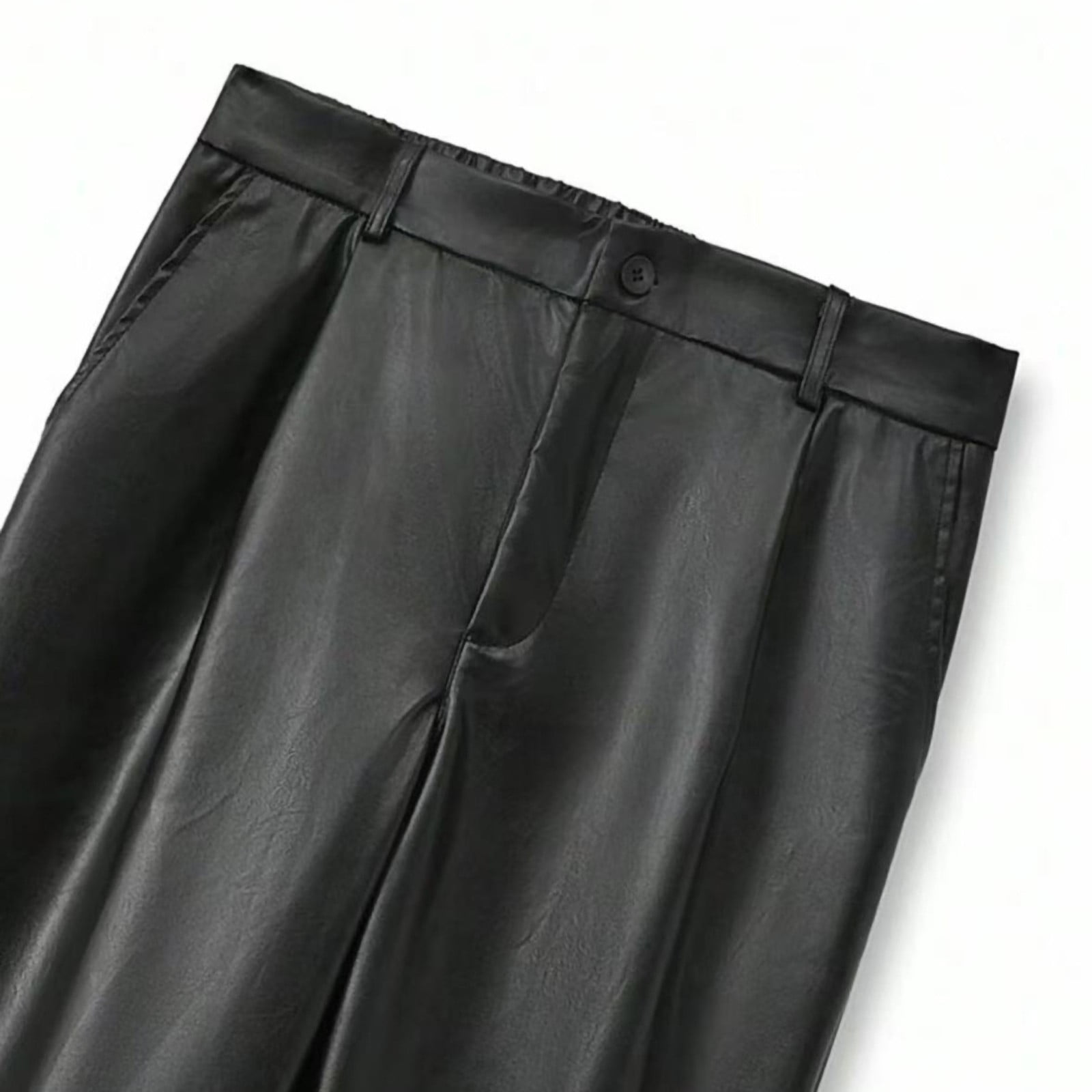 Faux Leather Pants for Men Black Windproof Baggy Straight Leg Trousers Trendy Hip Hop Night Out Pants for Party