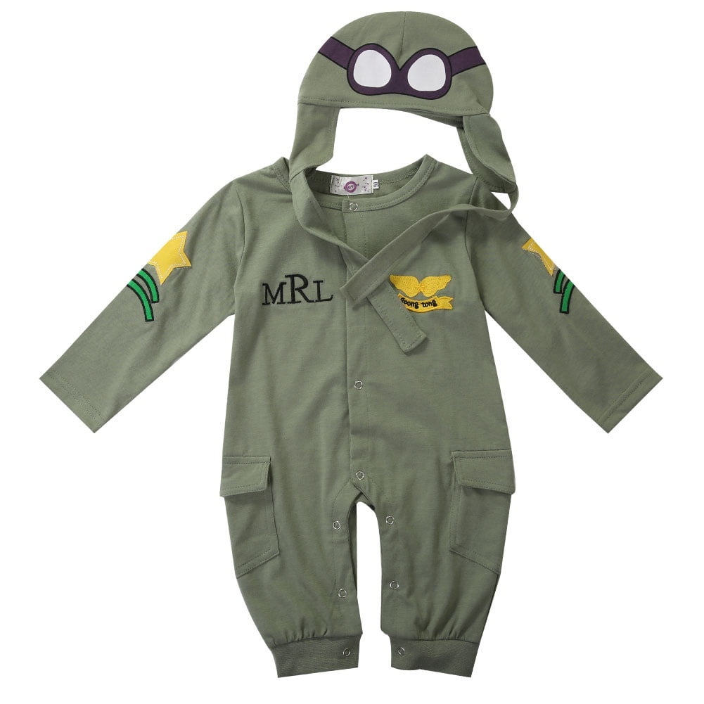 Baby Unisex Christmas Aviator Costume Pilot Cosplay Bodysuit 2PCS