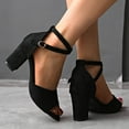 thumbnail image 6 of LOVZFMLL Women's Chunky Block Heels Classic Elegant Ladies Ankle Strap Open Toe Pump Sandals Wedding Party Dating Dress Shoes Black 5.5, 6 of 6