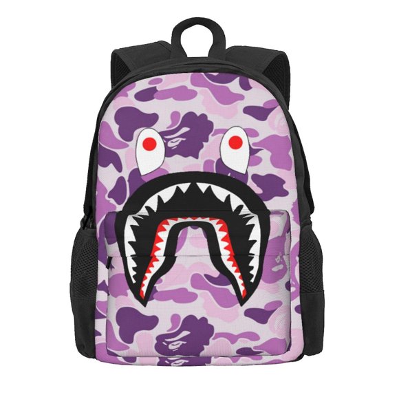 Bape Shark Camo Kids Backpacks School Bag Bookbag Casual Daypack Backpacks For Travel Hiking