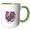 Green/White, variant on 3drose, Funny Rooster Art. Red, Blue, Orange Flowers. Chic Gift for All, 11oz Two-tone Black Mug