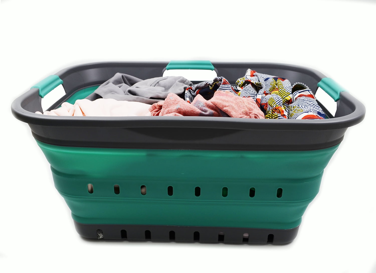SAMMART Collapsible Plastic Laundry Basket - Foldable Pop Up Storage Container/Organizer - Portable Washing Tub - Space Saving Hamper/Basket