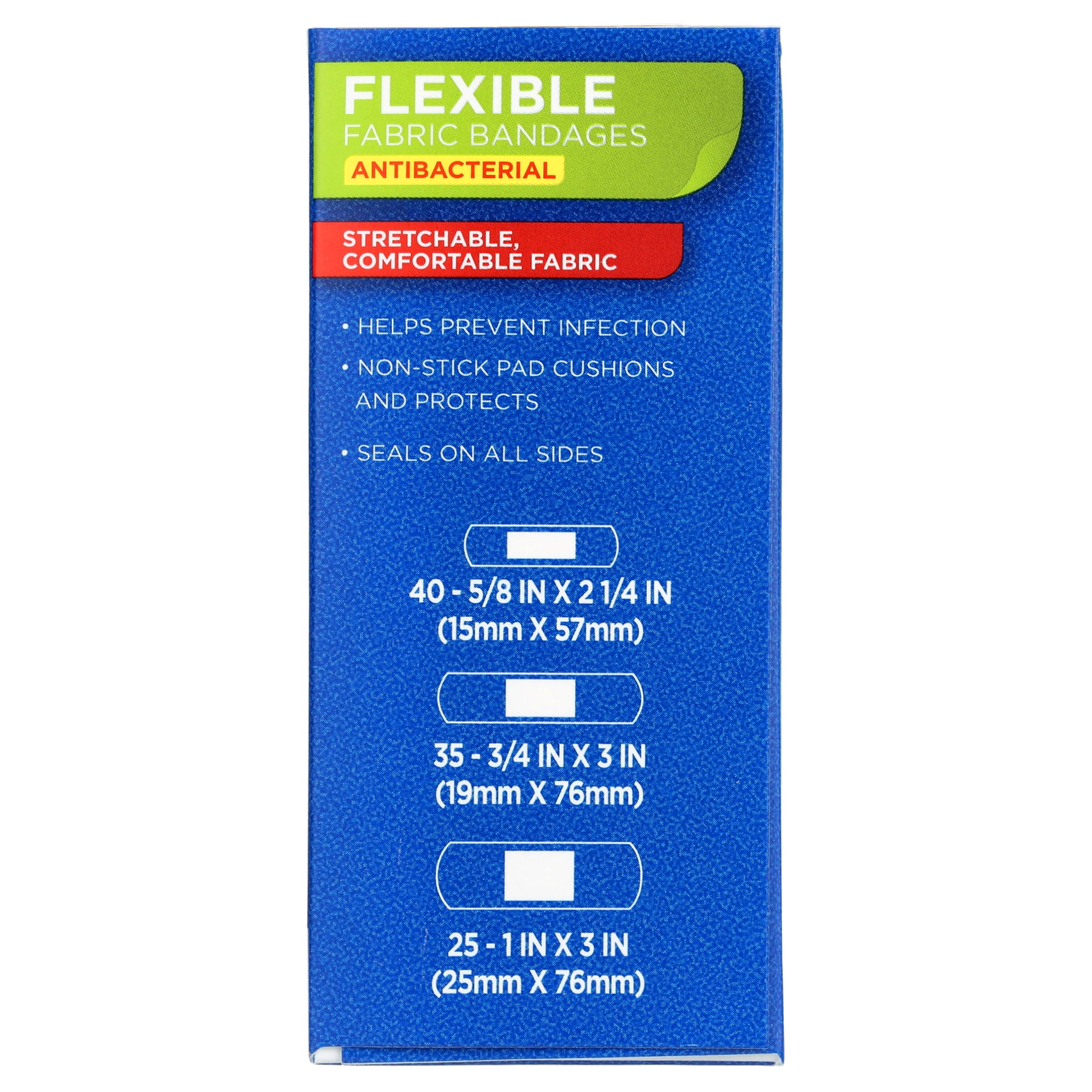 (3 pack) Equate Flexible Fabric Antibacterial Bandages, Dark Bronze, 100 Count