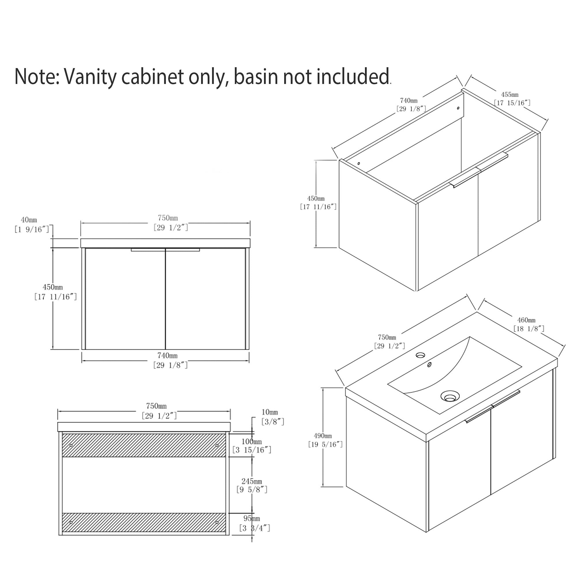 Leumius 30" Floating Bathroom Vanity Cabinet,Soft-Close Double Doors,Wall Mounted Cabinet Set Design Bathroom Vanity for Small Space,Cabinet Only,White