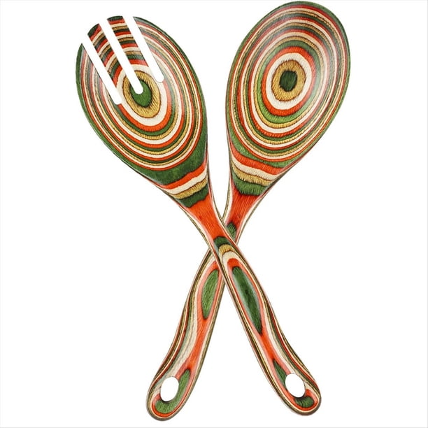 Pinzas para Ensalada Pakkawood de 25 cm: Juego de Utensilios para Servir Ensaladas, Pastas, Frutas y Utensilios de Cocina.