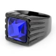 thumbnail image 2 of PAMTIER Unisex Stainless Steel Vintage Classic Square Cut Blue Gemstone Signet Ring Rhinestones Statement Wedding Band Comfort Fit Black Size 13, 2 of 4