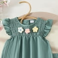 thumbnail image 4 of CZHQWE Spring Outfits For Toddler Girls Spring Clothes For Baby Girl Toddler Baby Girl Outfits Floral Summer Clothes Infant Spring Waffle Short Sleeve Shirt Tops Cute Shorts Set 18-24 Months, 4 of 5