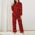 thumbnail image 2 of Pajamas for Women Set - Leopard red print Comfy Long Sleeve Button Up Pajama Sets for Women 2 Piece, Soft Sleepwear Nightwear Pjs Lounge Sets for Women with Pockets, 2 of 6