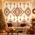 thumbnail image 3 of Geometric Diamond Motif Against Cream Background, Serene Boho for Home Decor Enthusiasts, Geometric Wall Art, Housewarming Gift, Tapestry Wall Hanging for Living Room and Bedroom, 3 of 7