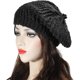 thumbnail image 2 of Boina de punto de línea vintage de lana gruesa mujer languidez suave japonesa otoño invierno moda arte sentido sombrero de pintor-Negro, 2 of 5