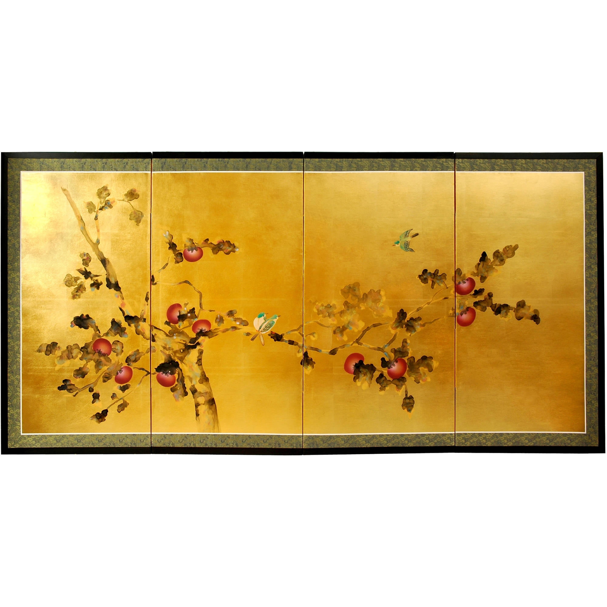 Oriental Furniture Gold Leaf Cherry Blossom Silk Screen, 36", Wall