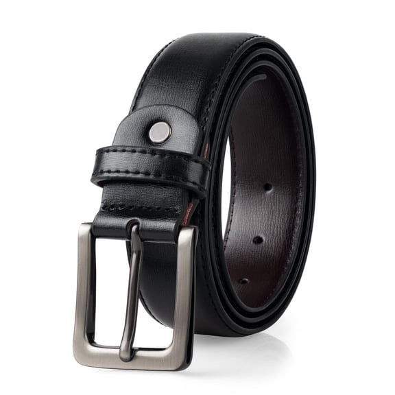 Maikun Men Belts Leather Belt For Men Casual Dress Belts Business Work Casual Black Belts Silver Buckle Belt
