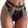 thumbnail image 2 of Leather Waist Chain Punk Style Harajuku Chain Ring Connect Binding Jewelry Belt, 2 of 4