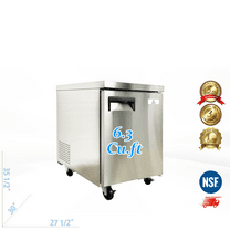 Cooler Depot 27 inch 6.3 cu.ft, 35 1/2" heigh Commercial Undercounter freezer, Solid Doors, Stainless steel exterior, NSF certified.