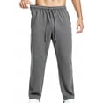thumbnail image 6 of Lmnyox Men's Sweatpants Wide Leg Solid Color Elastic Waist Drawstring Sports Pants Loose Textured Joggers with Pockets, 6 of 9