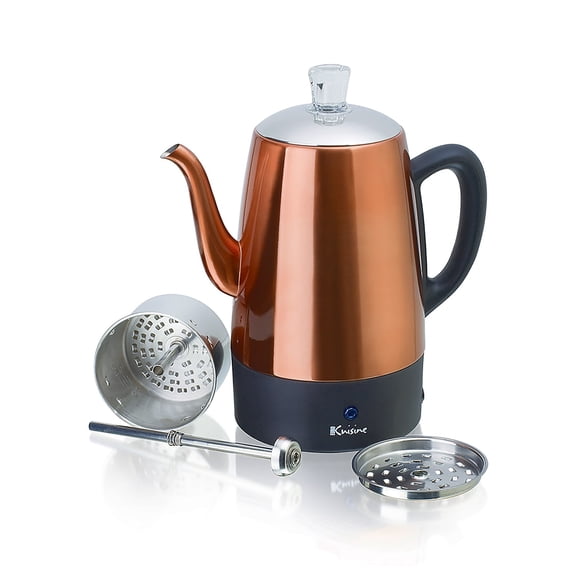 Euro Cuisine Stainless Steel 8-Cups  Electric Percolator Coffee Pot Copper Finish (PER08)