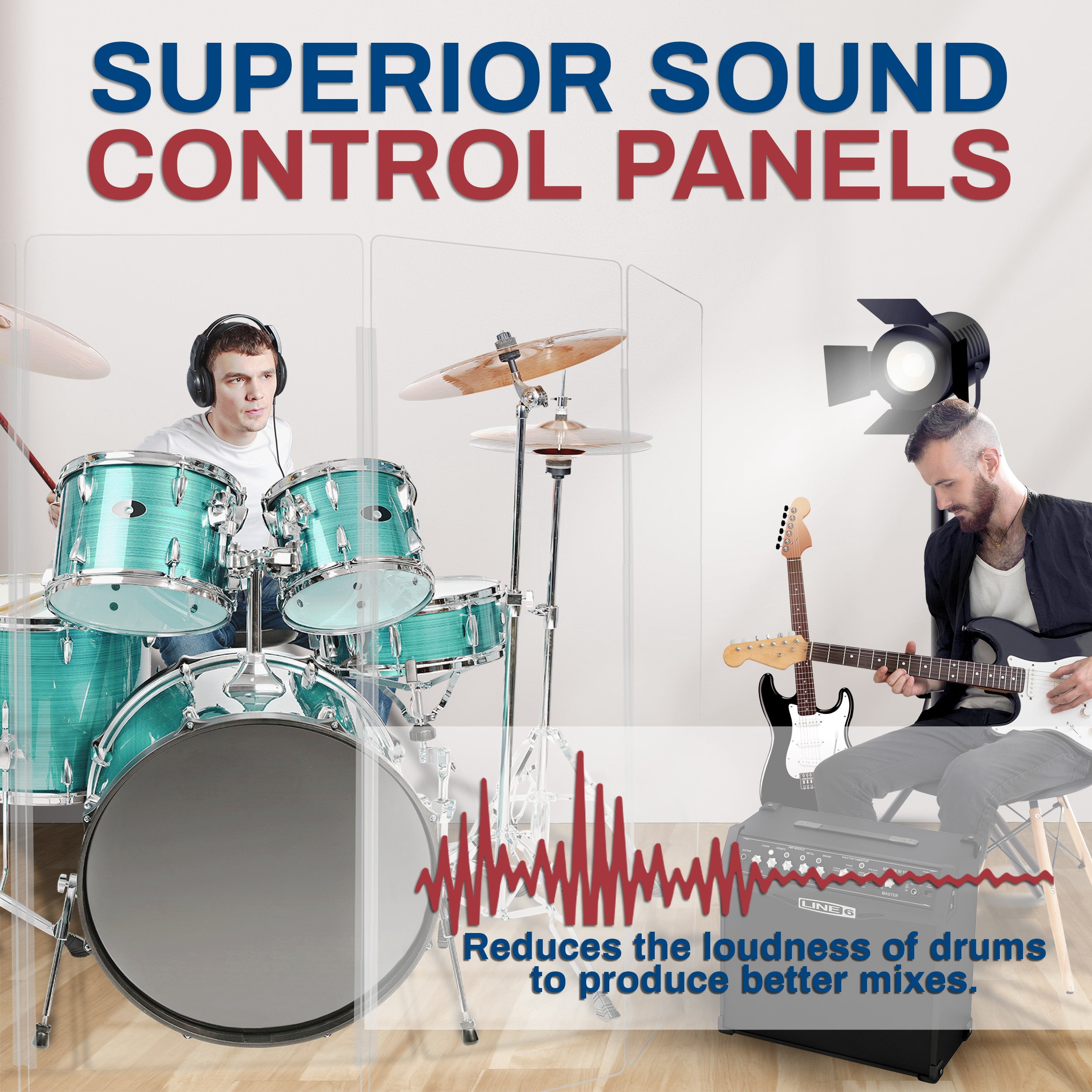 PENNZONI Drum Shield, 5 Panels & Deflectors w/ Plastic Hinges, 5.5 ft Clear Acrylic Panels