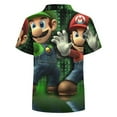 thumbnail image 5 of Mario Luigi's Mansion Bros Kid's Short Sleeved Shirt Summer Daily Casual Button-Down Shirts Tee Top Teen Beach Clothing With Pocket, 5 of 7